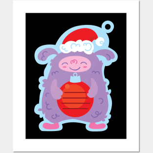 Christmas tag with yeti and Posters and Art